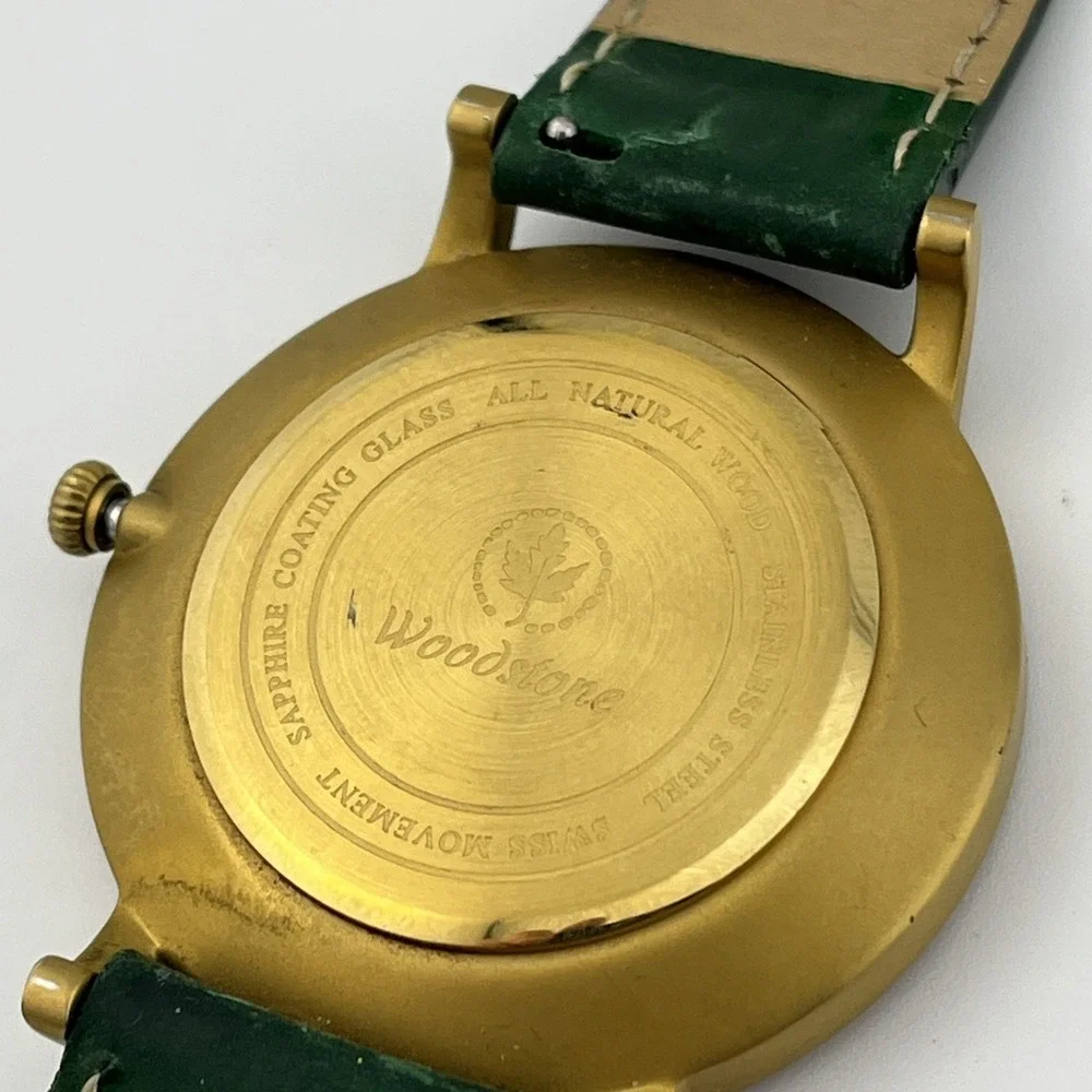 Woodstone Florence Green Sandalwood Watch Men 40mm Case- New Battery‎